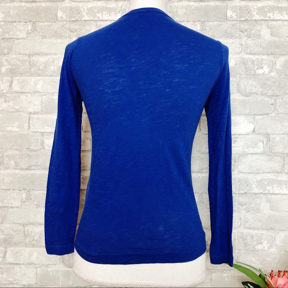 J.Crew | Blue Long Sleeve Scoop Neck Top Size XXS - Picture 4 of 12